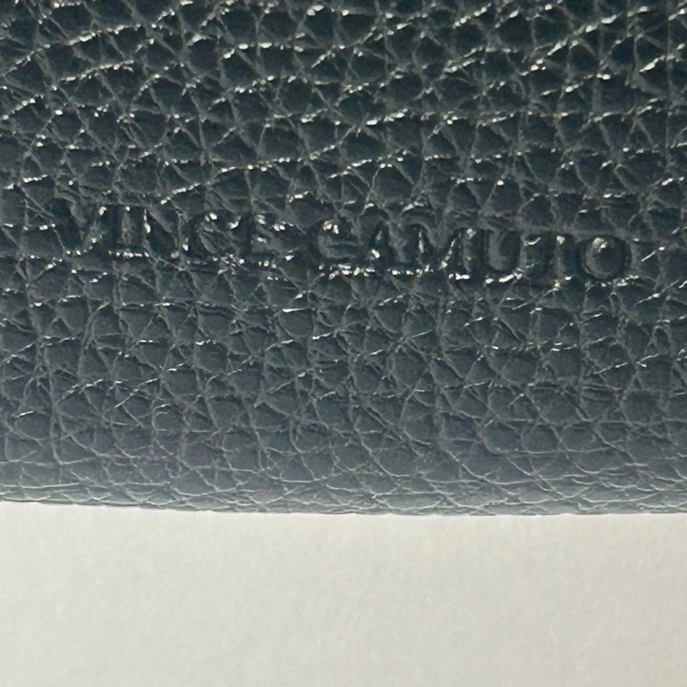 Vince‎ Camuto Black Pebbled Soft Leather Gray Stripe Tote Laptop Bag